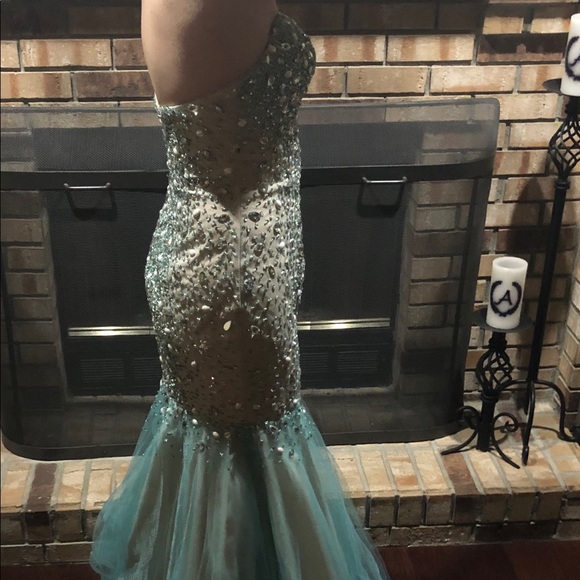 Bedazzled Aqua PromDress - Picture 2 of 4